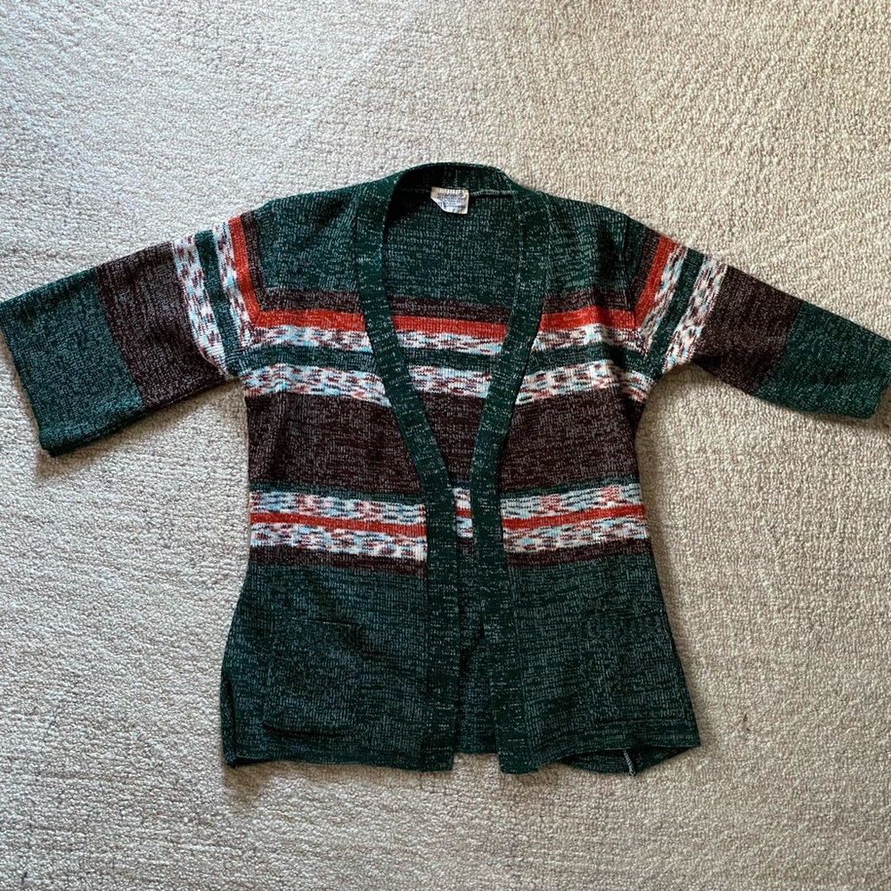 Vintage Space Dye 1970s Cardigan Sweater